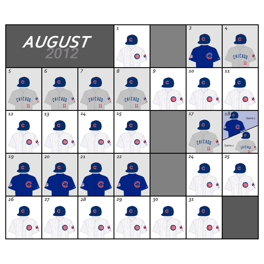 August 2012 Uniforms for the Chicago Cubs
