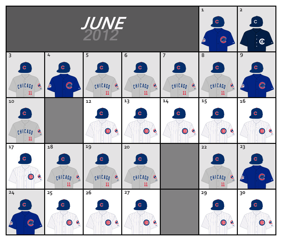 June 2012 Uniforms for the Chicago Cubs