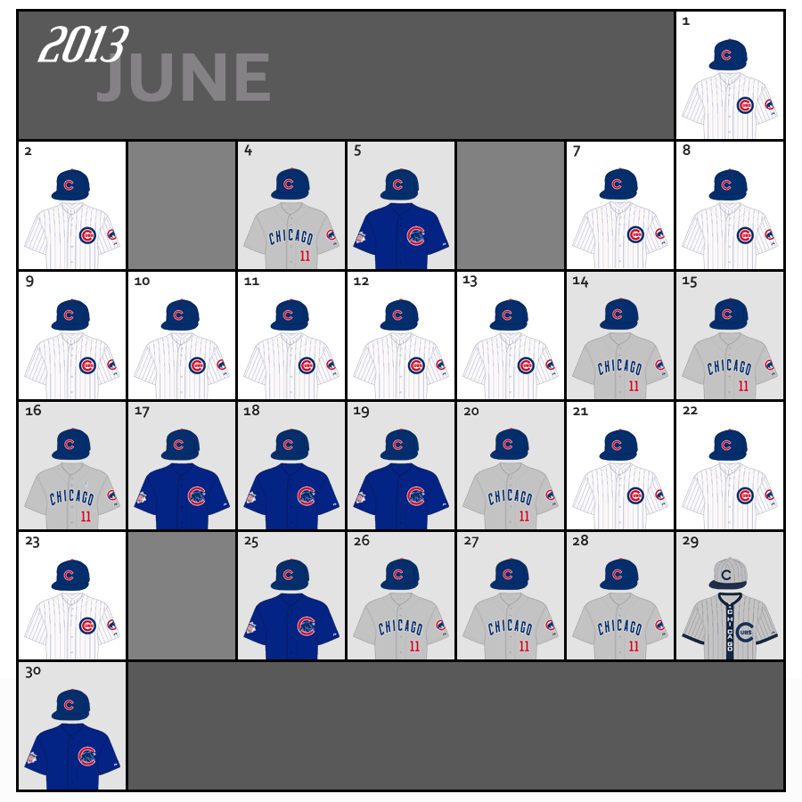 June 2013 Uniforms for the Chicago Cubs