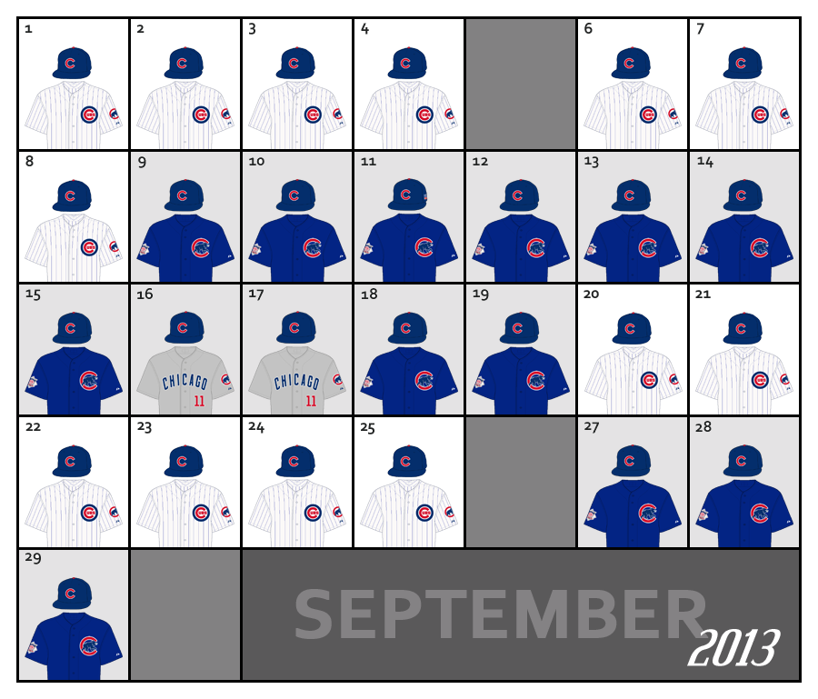September 2013 Uniforms for the Chicago Cubs