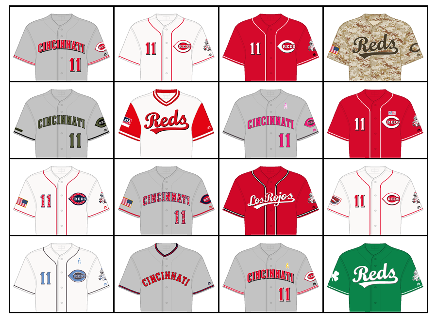 reds jerseys through the years