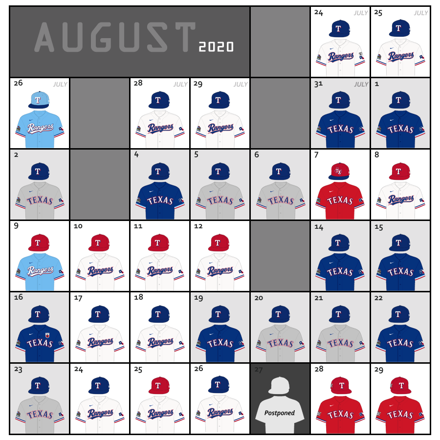 Texas Rangers new uniforms for the 2020 season boast a pop of color -  CultureMap Fort Worth