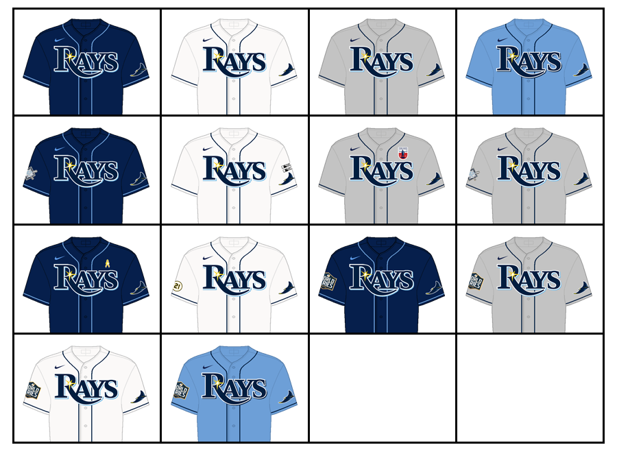 Tampa Bay Rays Uniform Lineup