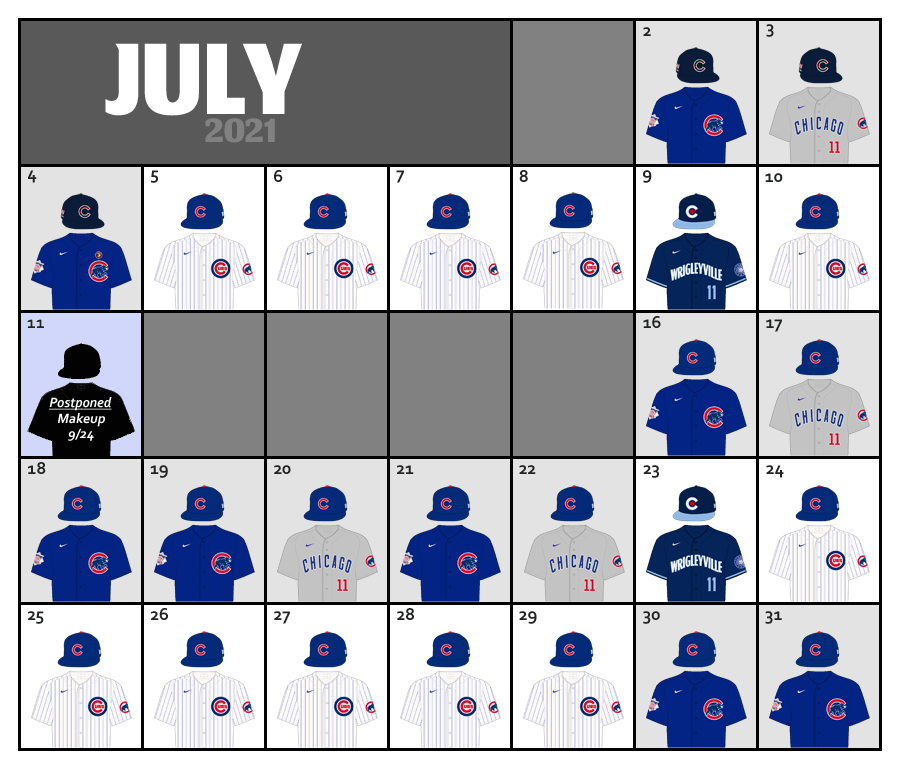 July 2021 Uniforms for the Chicago Cubs