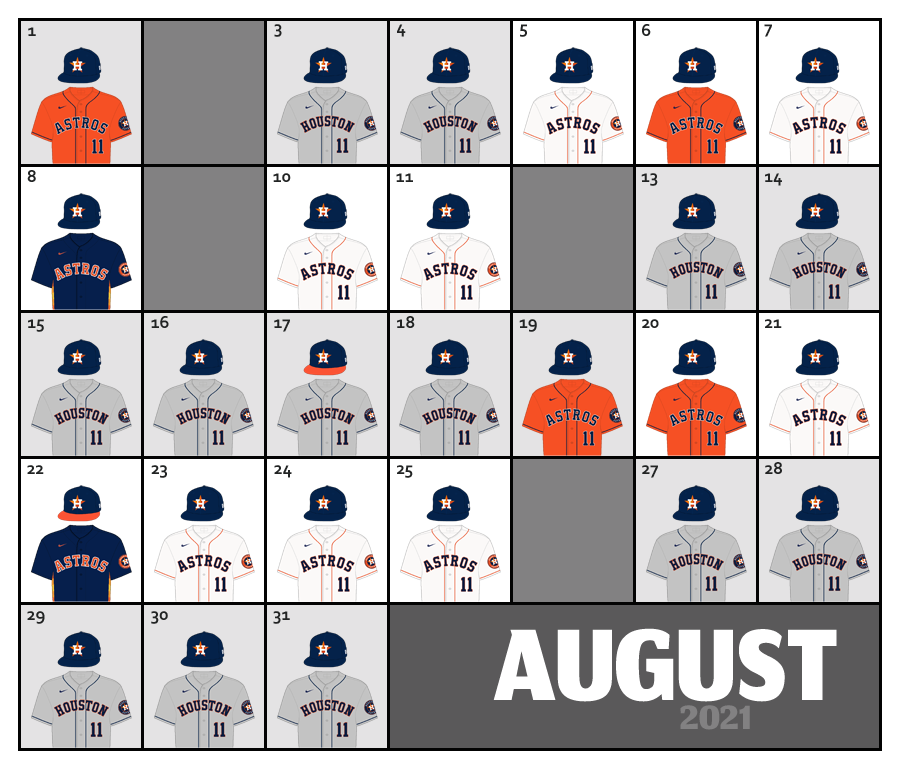 Houston Astros Uniform Lineup