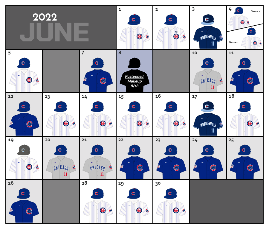June 2022 Uniforms for the Chicago Cubs