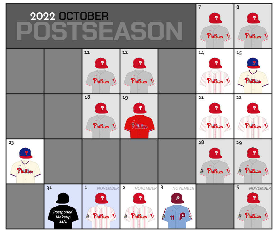 Postseason 2022 Uniform Lineup for the Philadelphia Phillies