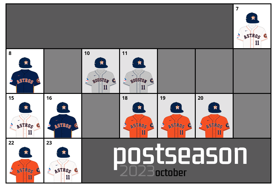 Postseason 2023 Uniform Lineup for the Houston Astros